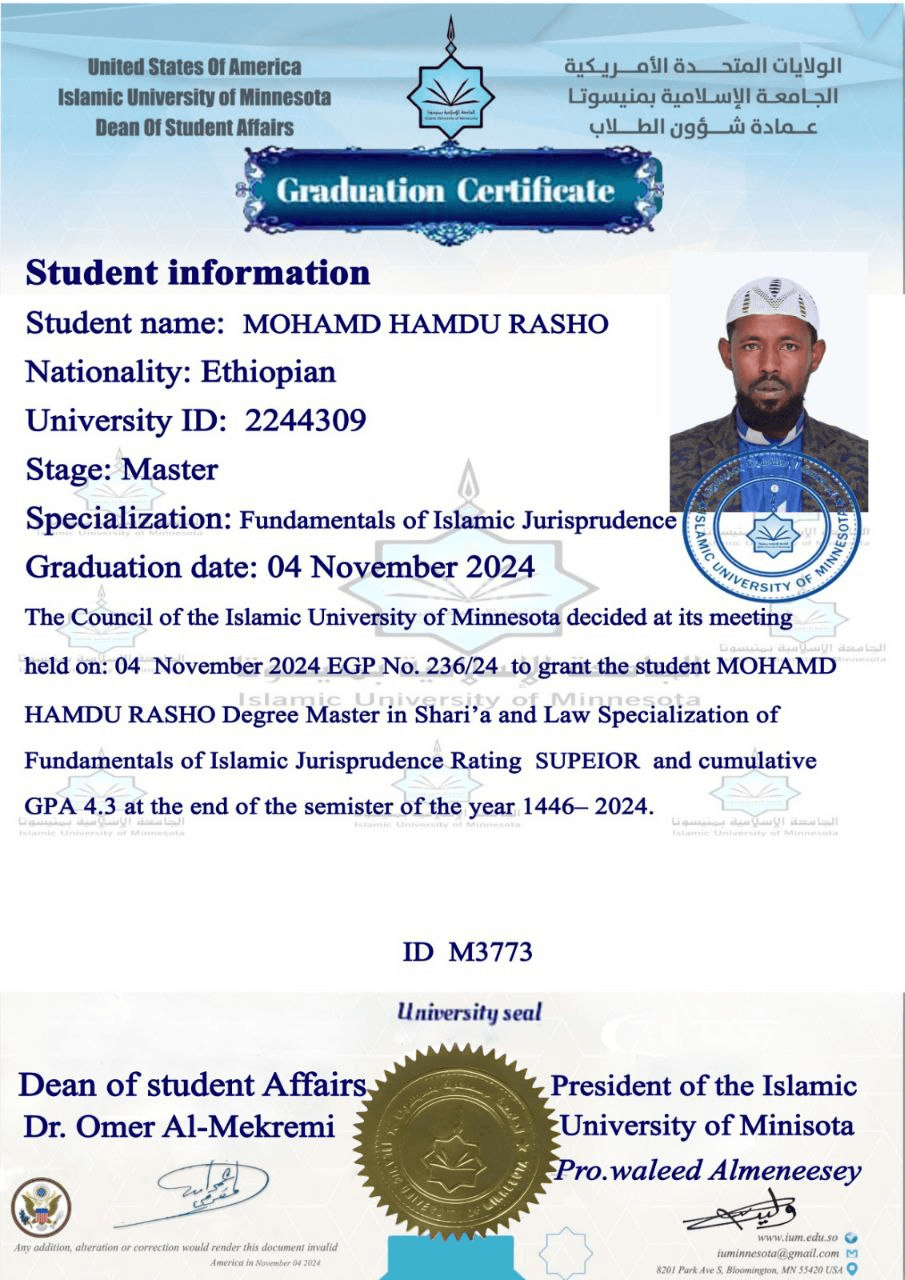 M.A. Degree in Sharia & Law — Fundamentals of Islamic Jurisprudence